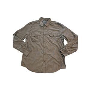 American Rag shirt Men XL Brown/Green Pearl Snap lightweight Long Sleeve